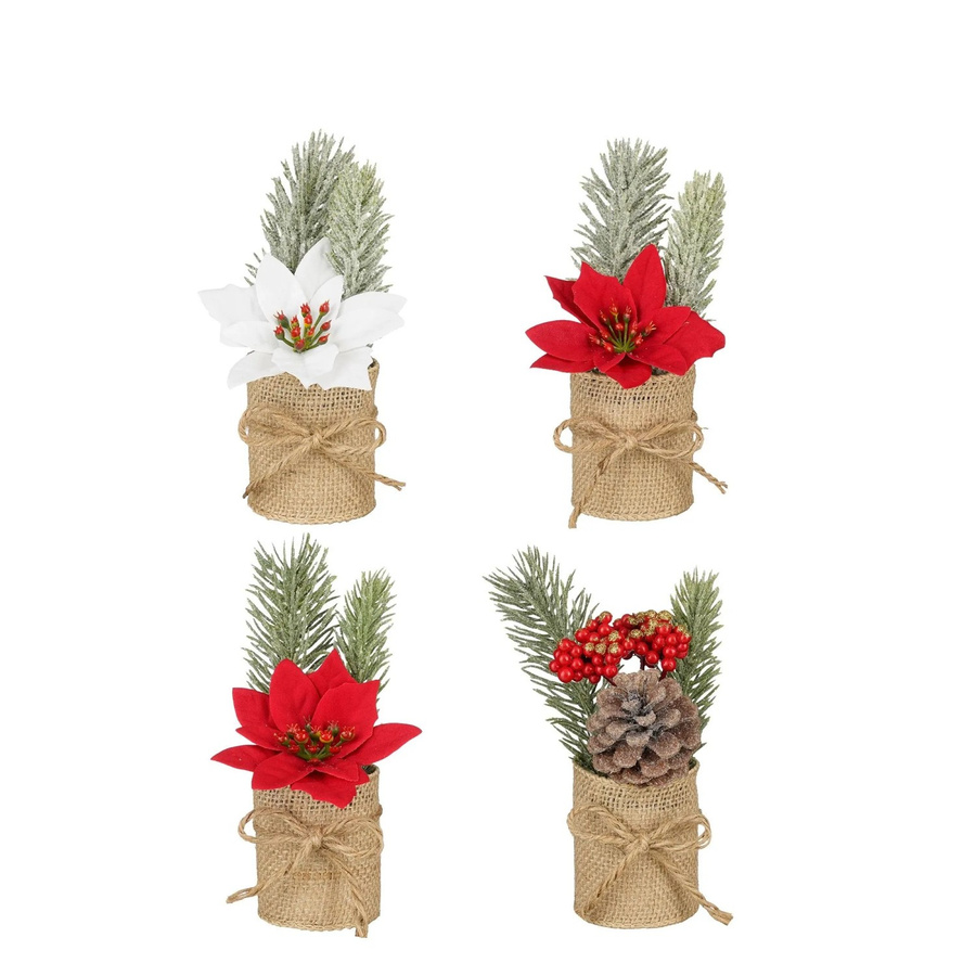 Mica Decorations Tischdekoration in Topf mit Burlap, mehrfarbig, 4-fach sortiert, Durchmesser: 8 cm, Höhe: 16 cm - Bild 2