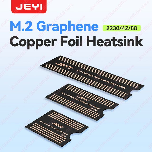 JEYI Graphene 2280 M.2 NVMe SSD Kühlkörper mit Doppelgraphit- und Kupferfolien-Design in Schwarz - Bild 1