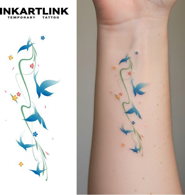 INKARTLINK Temporäre Tattoo Aufkleber Blumen Design, Unisex - Bild 1