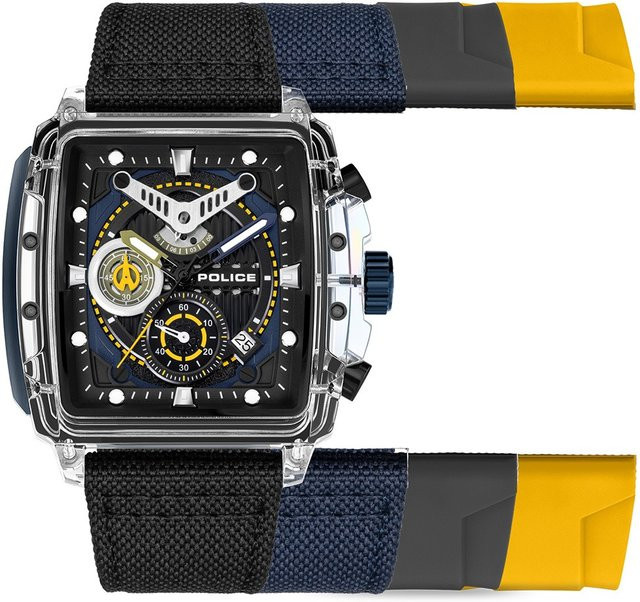 Police Chronograph Herrenuhr, Quarz, Kunststoff, Schwarz, 43 mm - Bild 1