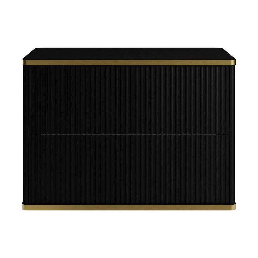Waschbeckenunterschrank Keliza von Vente-unique in Schwarz mit geripptem Design im Art-déco-Stil, B/T/H: 80 x 47 x 54 cm - Bild 2