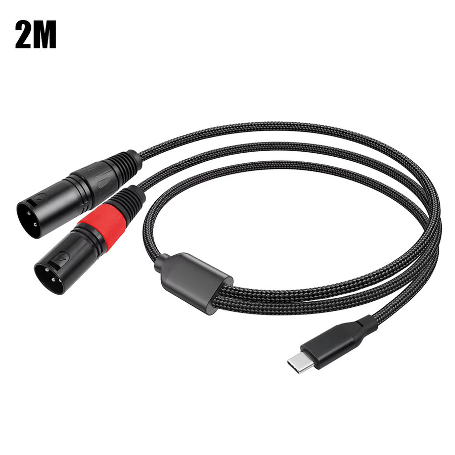ALLOYSEED USB-C auf Dual-XLR-3-Pin Audiokabel mit integriertem DAC-Chipsatz, geflochtenes Typ-C auf Dual-XLR Kabel in Schwarz - Bild 2