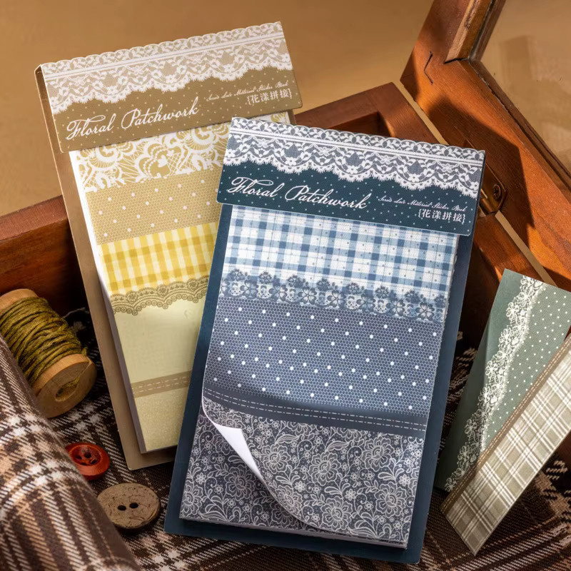 Blumen-Patchwork Stickerbuch mit Spitzenmaterial für Journal-Dekoration und Scrapbooking, 6 Stile, Multicolour - Bild 2