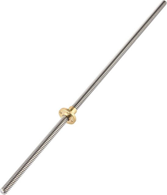 KaiSai T8 Trapezgewindestange aus Edelstahl mit Messingmutter für 3D-Drucker, Silber und Gold, Länge: 400 mm, Durchmesser: 8 mm - Bild 1