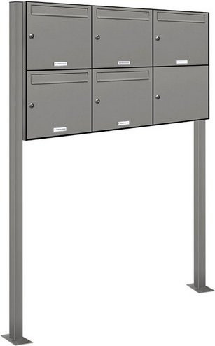 AL Briefkasten für 5 Parteien, freistehendes Briefkasten-System, grau, B/H/T: 122,9 x 150 x 11,6 cm - Bild 1