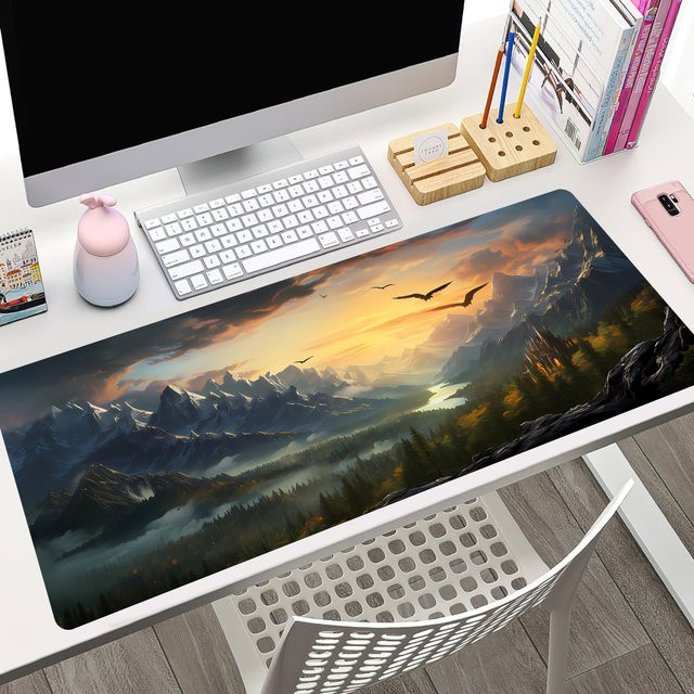 3D-Gaming-Mauspad mit Landschaftsmotiv als Schreibtischunterlage in Multicolour mit rutschfester Gummiunterseite und genähten Kanten - Bild 1