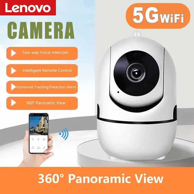 Lenovo Smart Home Mini-Kamera mit Auto-Tracking, 1080P WLAN IP-Kamera, Nachtsicht, kabellose Netzwerk-CCTV-Videokamera für Babyüberwachung und Sicherheit, Weiß - Bild 1
