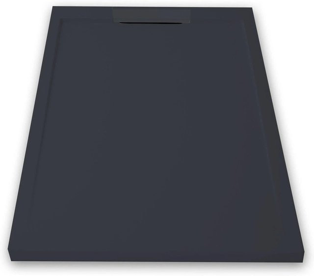 Mirlo Duschwanne aus Mineralguss Extra Flach in Anthrazit B/T: 90 x 110 cm - Bild 1