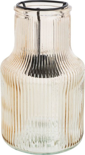 VBS Windlicht aus Glas mit Metalleinsatz für Teelicht in Beige und Braun, Modernes Design, Durchmesser: 8,5 cm, Höhe: 15,0 cm - Bild 1
