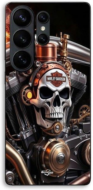 Samsung Galaxy S26 Ultra Handyhülle Harley Davidson Mechanischer Totenkopf Maniacase Schwarz - Bild 1