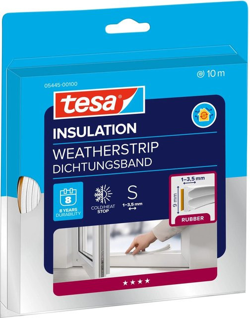 tesa Insulation Dichtungsband E-Profil aus EPDM-Gummi, selbstklebend, Weiß, 10 m - Bild 1