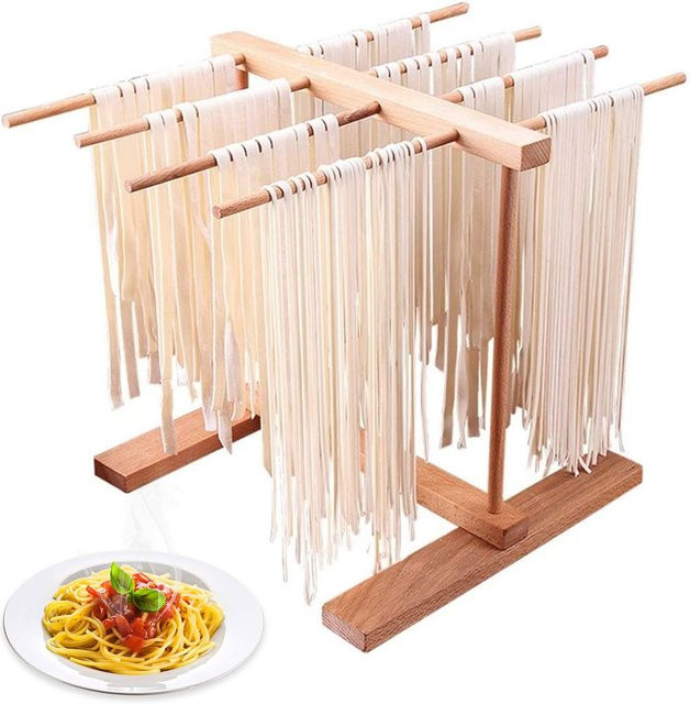 Willstar Nudeltrockner aus Buche in Braun mit Transferstab und 8 Stangen, zusammenklappbarer Spaghetti-Trockner für deine Küche, B/H/T: 30,3 x 39,0 x 30,3 cm - Bild 1