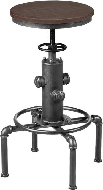 Costway Barhocker höhenverstellbar aus Holz und Metall in Silbergrau und Braun im Industrial Design - Bild 1