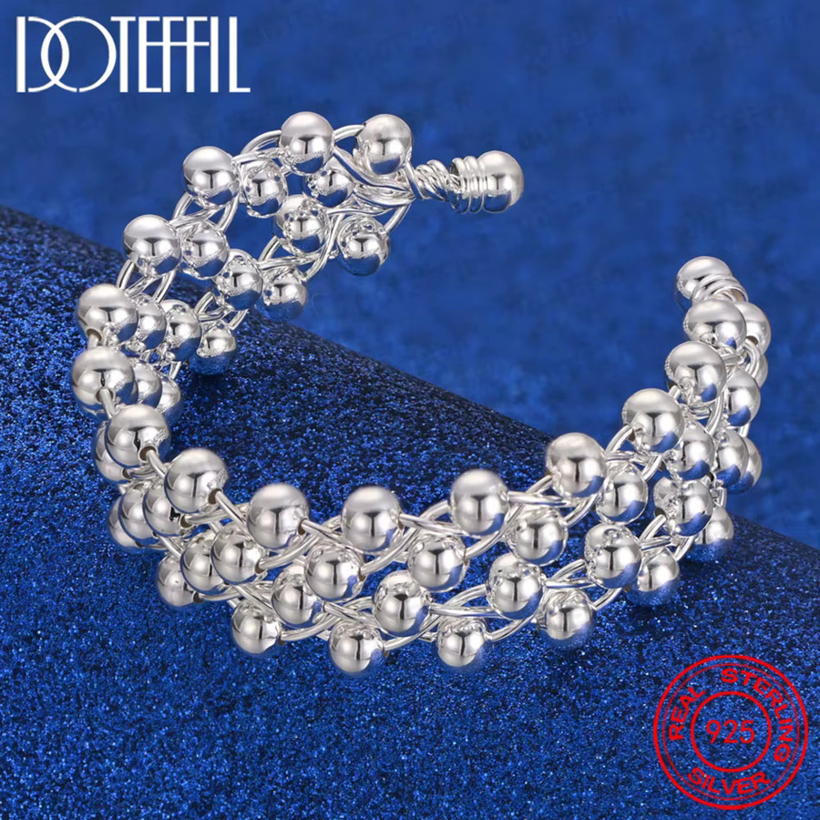 DOTEFFIL Armreif 925 Silber, glatte Perlen, Unisex - Bild 2