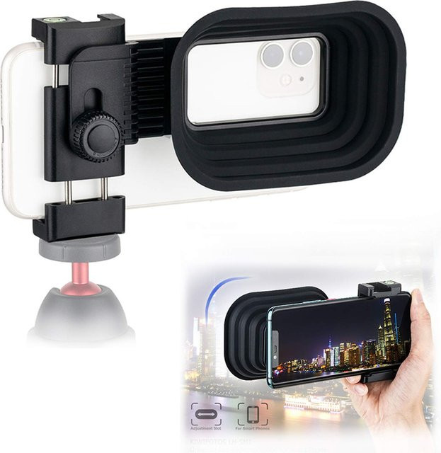 KIWIFOTOS Universelle Silikon-Gegenlichtblende in Schwarz zur Antireflex-Unterstützung für iPhone 15, iPhone 14 und Samsung Android Smartphones - Bild 1