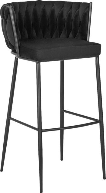 Barhocker WIPMEB FLORES in Schwarz mit Velourstoff und Steppung, B/H/T: 60 x 104,5 x 56 cm - Bild 1