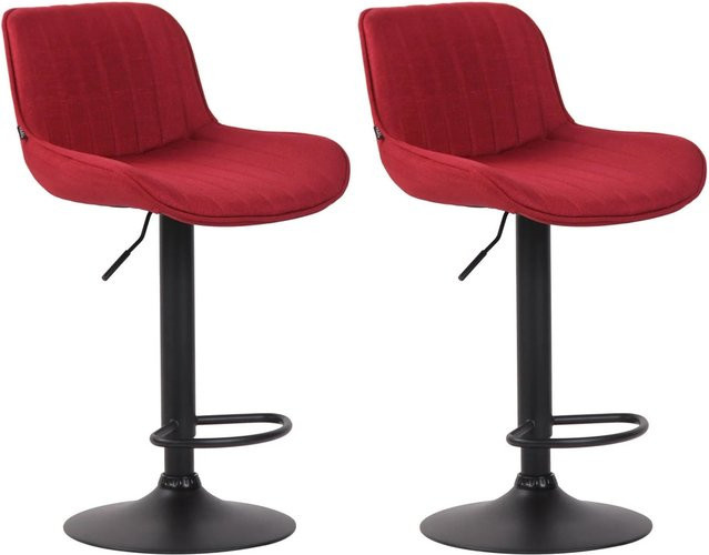 DELUKE 2er Set Barhocker BEKIM in Rot mit Lehne, höhenverstellbar und drehbar, B/T/H: 50 x 50 x 86 cm - Bild 1