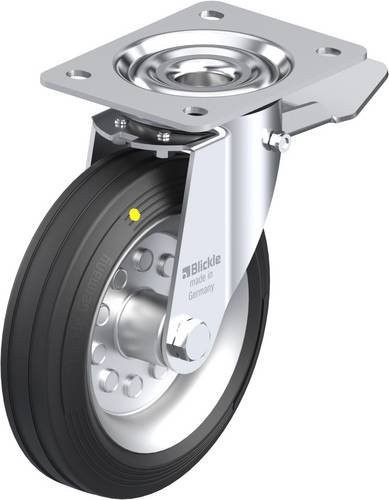 Blickle Lenkrolle LE-VE 180R-ST-EL mit Feststeller in Schwarz und Silber, Rad-Durchmesser: 180 mm, Tragfähigkeit: 170 kg - Bild 1