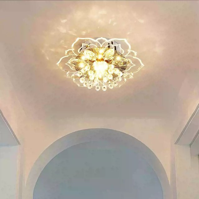 SUNMEIYI LED Kristall Deckenleuchte in moderner Blumenform, Gold/Messing, Warmweiß - Bild 1