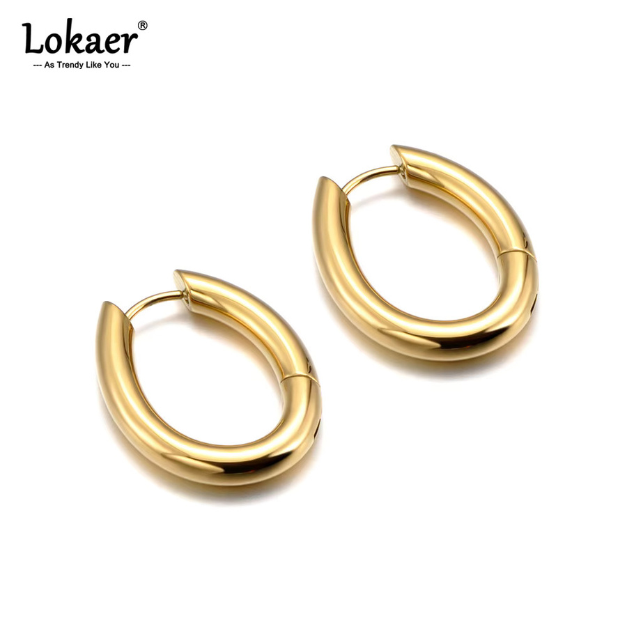 Lokaer Creolen, Edelstahl, Gold, Damen - Bild 2