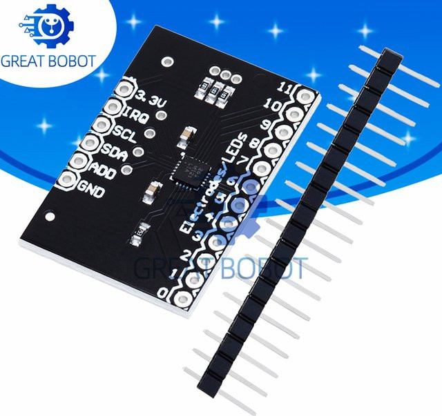 Baishundianzi MPR121 Breakout V12 kapazitives Berührungssensor-Controllermodul mit I2C-Schnittstelle in Schwarz für Arduino-Entwicklungsboards - Bild 1