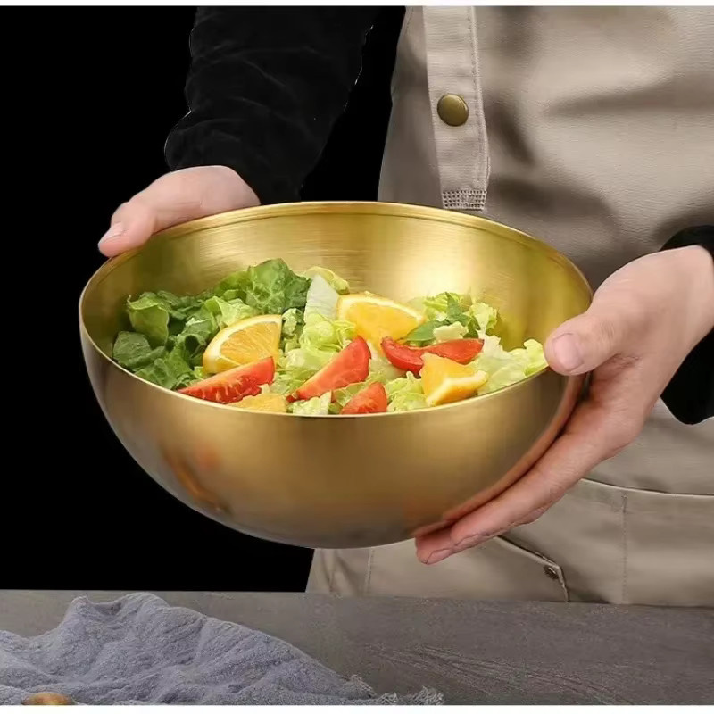 Obstsalatschüssel aus Edelstahl 304 von JUSTINLAU in Gold im koreanischen Stil - Bild 2