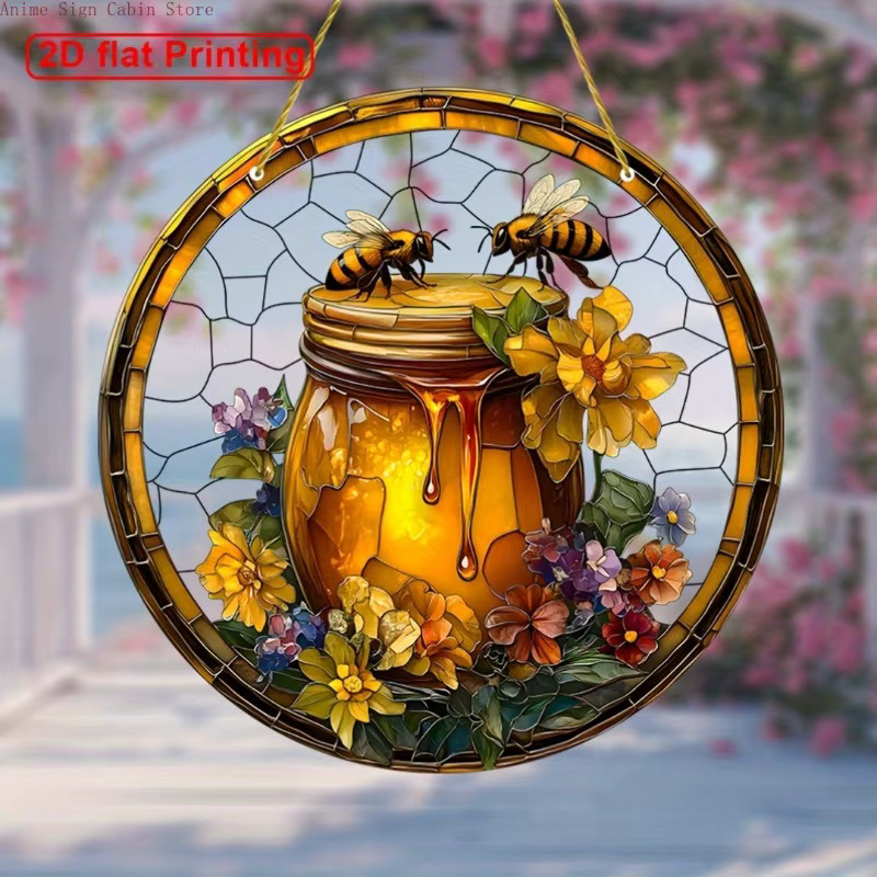 Potdemiel Sonnenfänger Rundes Acryl-Deckenmobil mit Tier- und Blumenmotiven in Mehrfarbig, Durchmesser: 20 cm - Bild 2
