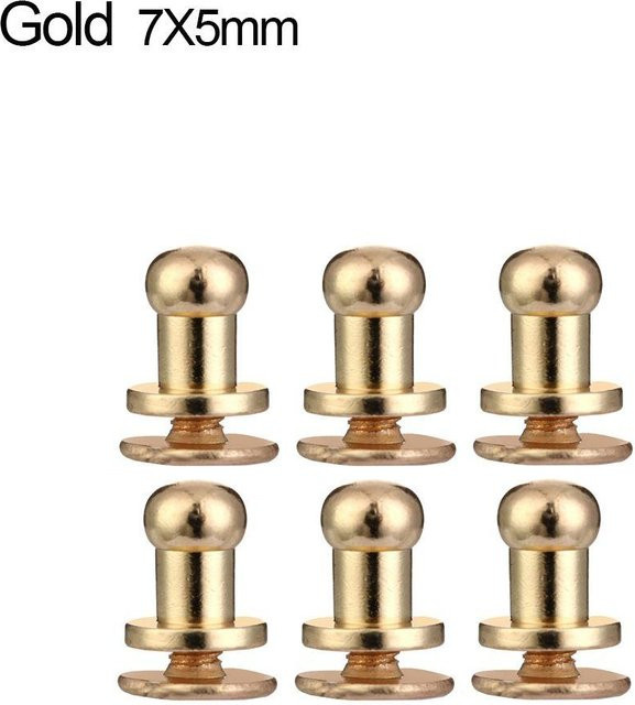 10 Stück Qianchangfu Messingnagel Stoffknopf in Gold für DIY Lederhandwerk, Kleidung und Taschen, Durchmesser: 7 mm, Höhe: 5 mm - Bild 1
