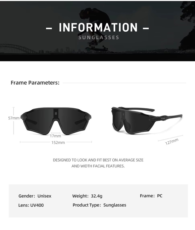 VAGHOZZ Sportsonnenbrille, Vollrand, Black, Kunststoff - Bild 2
