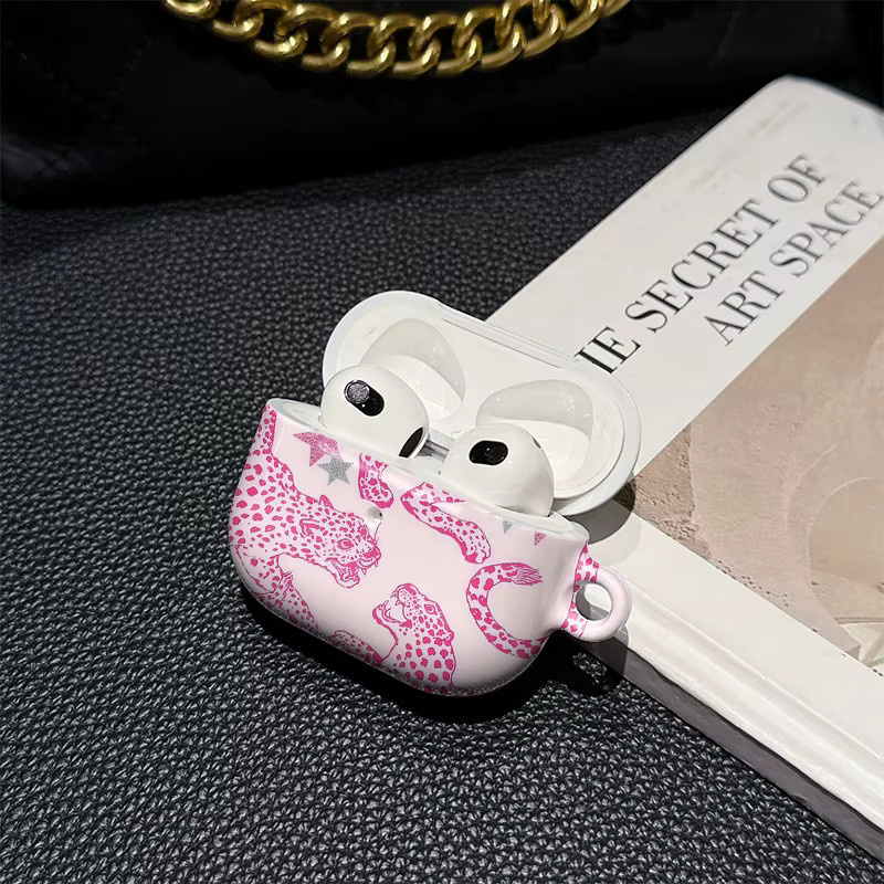 Potdemiel Schutzhülle für Apple AirPods Pro mit rosa Leoparden- und Sternenmuster in Glanz-Optik - Bild 3