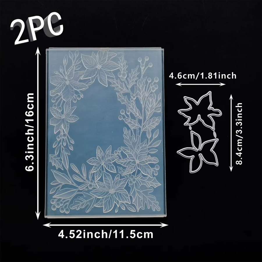 2-teiliges Set aus 3D-Reliefordnern und Schnittformen für das Rahmenhintergrunddesign Die Schienen von Weihnachtsstern aus Kunststoff - Bild 3