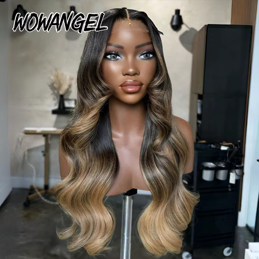 WOWANGEL Blonde Highlights Body Wave Perücke, 100 % Echthaar, 5x5 HD Lace Closure - Bild 5
