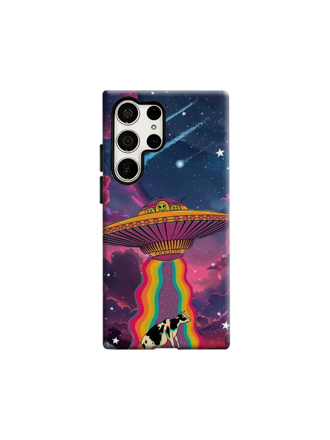 Stoßfeste Doppelschicht Handyhülle mit UFO-Abduktions-Kuh-Design für Samsung Galaxy S26 S25 Ultra S24 S23 Ultra Plus, Mehrfarbig - Bild 6