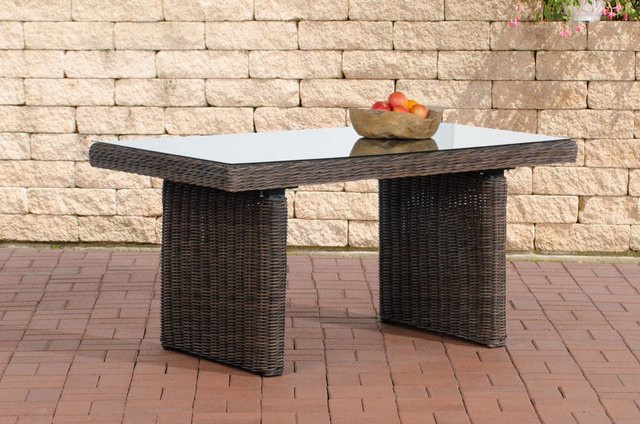 TPFGarden Polyrattan Gartentisch Fino Minari Bermeo in Braun-Meliert mit Glasplatte und UV-Beständigkeit - Bild 1