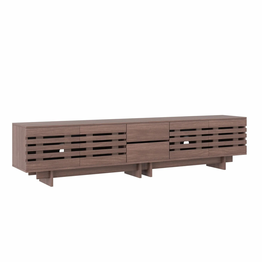 Merax TV-Lowboard modern in Walnuss mit 4 Türen, B/T/H: 200 x 39,5 x 55 cm - Bild 2