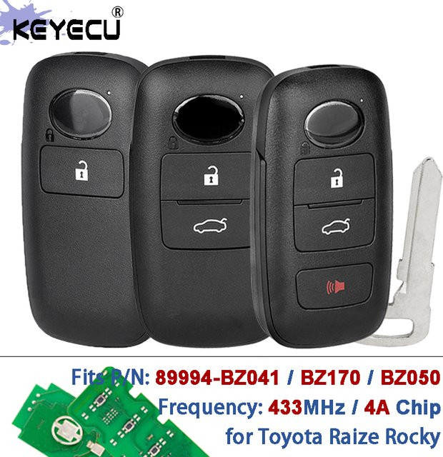 KEYECU Keyless Go Remote Key Fob für Toyota Raize Rocky, 434451-0011, 433 MHz, 4A Chip, Farbe: Schwarz - Bild 1