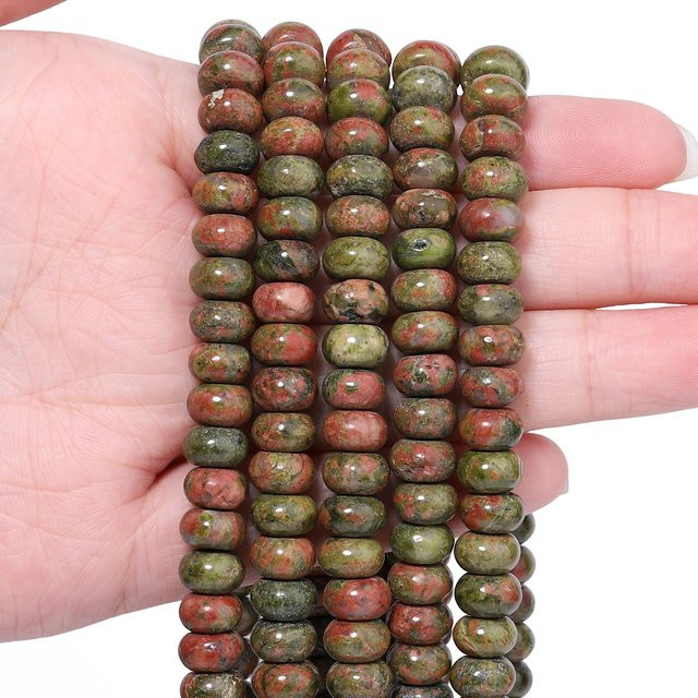 xilitata Perlen Unakit Jaspis Rondelle, 5x8mm, 15'' - Bild 1