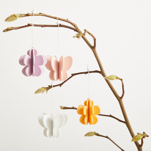 BLUME2000 Deko Holz Hänger mit Blumenmotiven 4er-Set in Pink, White und Multicolour für Osterdeko - Bild 1