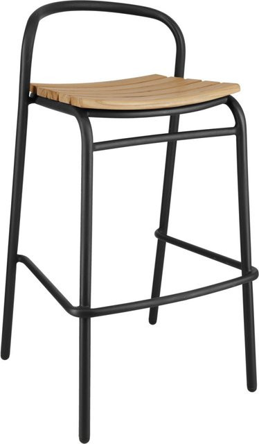 VEGA Outdoor-Teak-Barstuhl Zolia im 2er Set, Sitz braun, Gestell schwarz, B/T/H: 50 x 50 x 95 cm - Bild 1