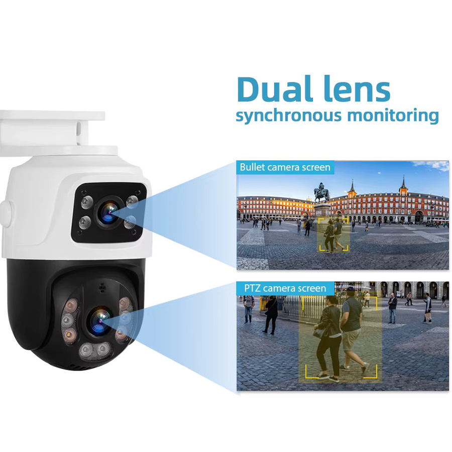NINIVISION 8MP 4K Dual-Objektiv POE IP-Kamera PTZ mit Dual-Bildschirmen und Bewegungserkennung, Weiß - Bild 4