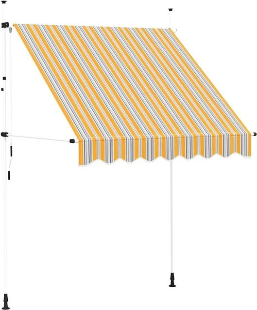 vidaXL Einziehbare Markise Handbetrieben Gelb/Blau Gestreift B: 200 cm, T: 120 cm, H: 300 cm - Bild 1