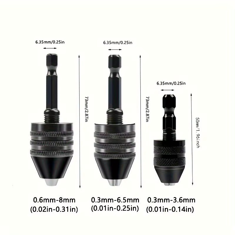 Schnellwechselndes Bohrfutter-Set mit Sechskantschaft und rundem Griff in Schwarz als vielseitiger Adapter für elektrische Schleifer und Bohrer - Bild 2