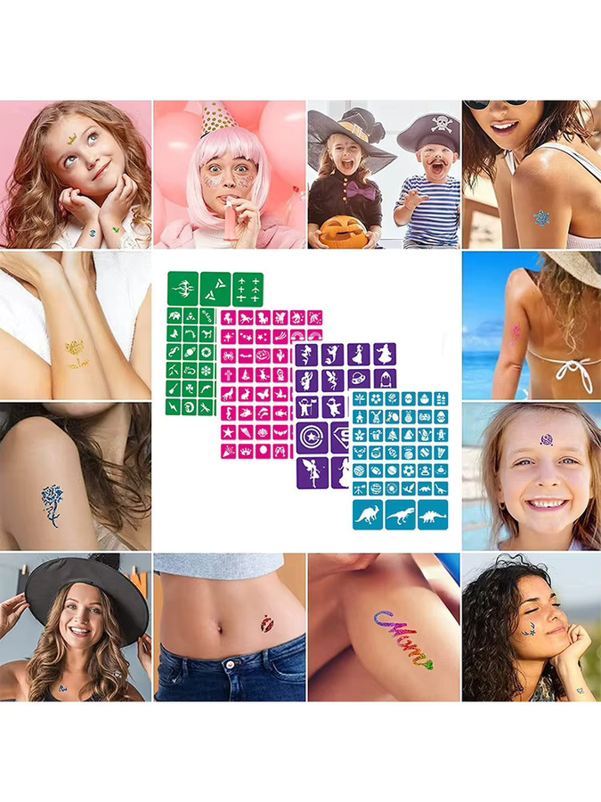 Temporäres Glitzer-Tattoo-Set, schimmernd, Unisex - Bild 6