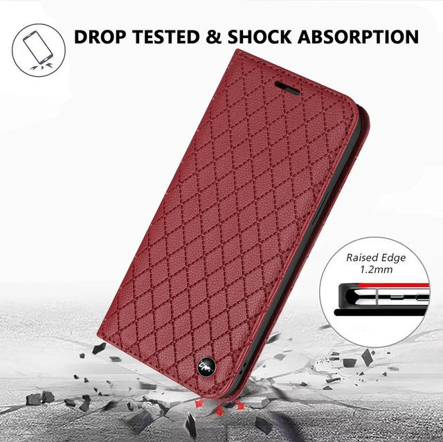 Lederkoffer-Brieftasche mit Kartenfächern und starkem Magnetverschluss für Samsung Galaxy A55 5G, A56, A36, A26, A16, A06, A05, A57, A37, A17, A07 in Rot - Bild 1