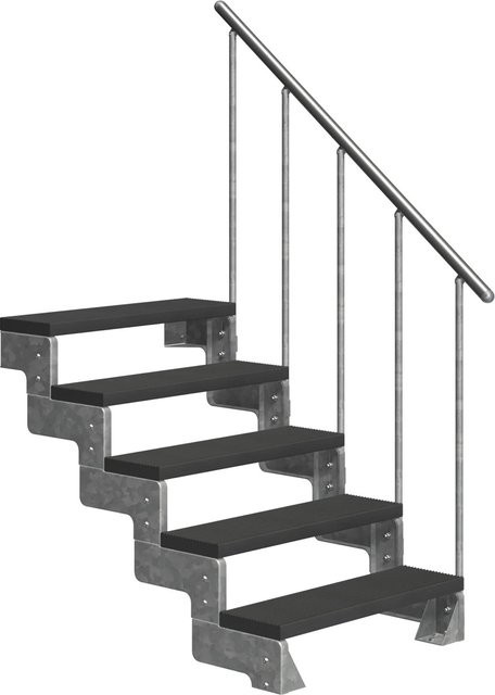 Dolle Außentreppe Gardentop 5 TRIMAX mit Alu-Geländer, Anthrazit und Silber - Bild 1