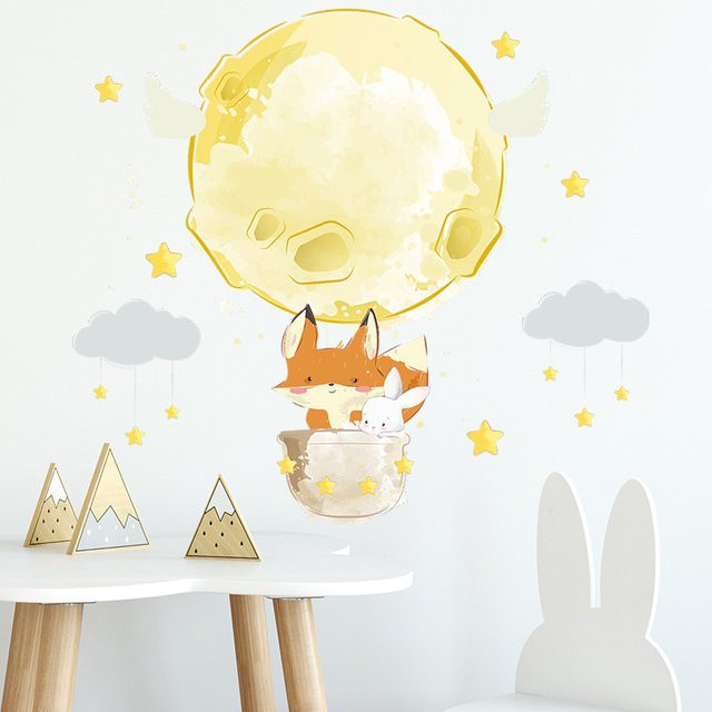HonC Wandaufkleber Fuchs und Hase aus PVC für Kinderzimmer und Schlafzimmer - Bild 1