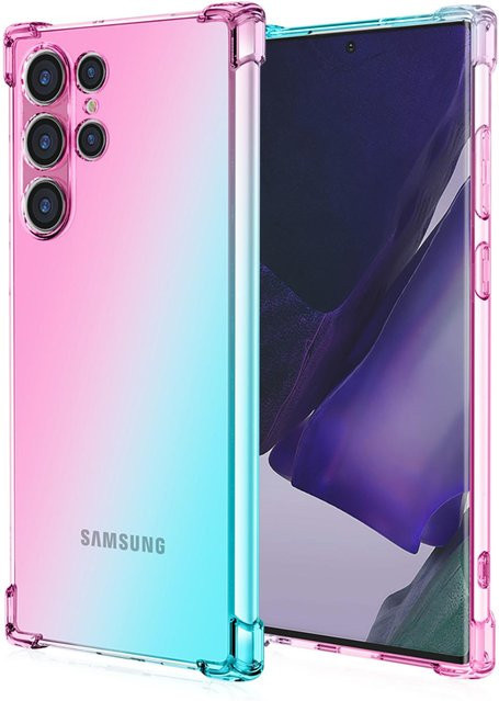 Stoßfeste und flexible TPU Handyhülle mit Farbverlauf für Samsung Galaxy S24+ S23 FE S22 5G in Rosa/Grün - Bild 1
