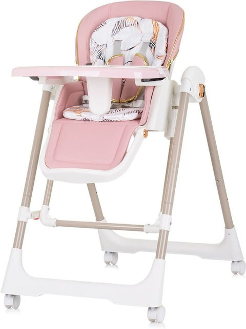 Chipolino Kinderhochstuhl 2 in 1 Milk Shake in Pink mit Babyschaukel, verstellbarer Sitzhöhe und Rädern - Bild 1