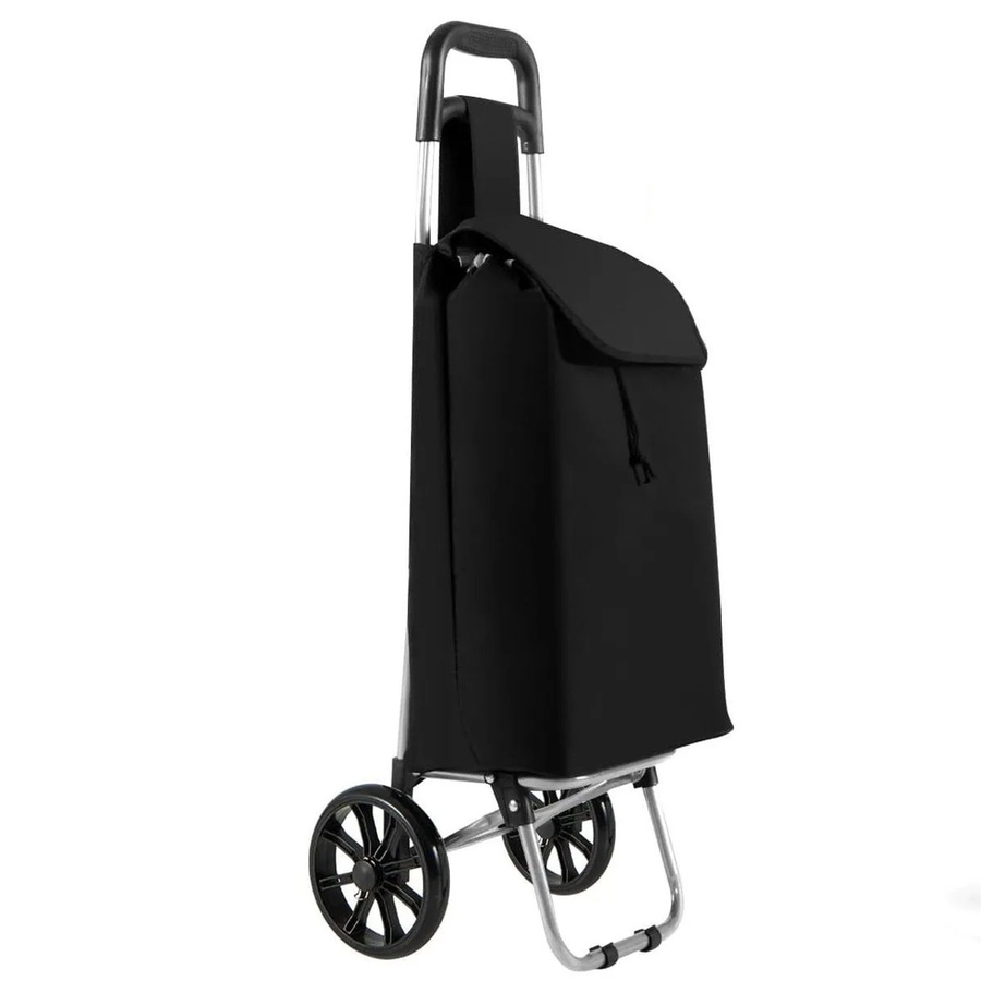 Costway Klappbarer Einkaufswagen mit abnehmbarer Einkaufstasche in Schwarz, B/T/H: 90 x 35 x 19 cm - Bild 2