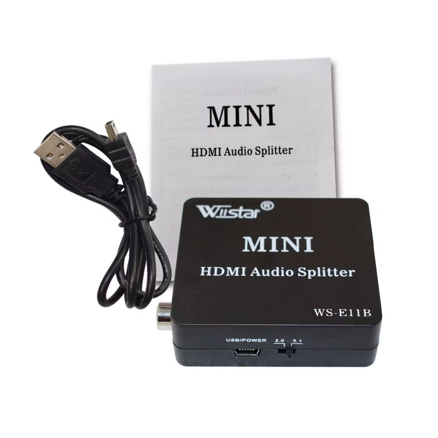 Wiistar HDMI Audio Video Extractor Konverter mit HDMI zu HDMI und optischem SPDIF Ausgang, 2.0/5.1 CH Audio Splitter Adapter, Schwarz - Bild 2